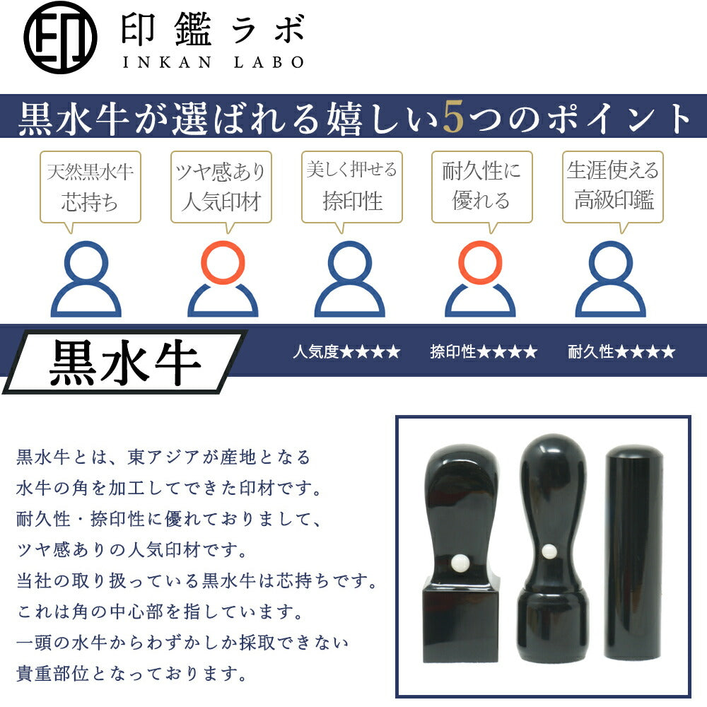 法人印鑑 2本セット 黒水牛 